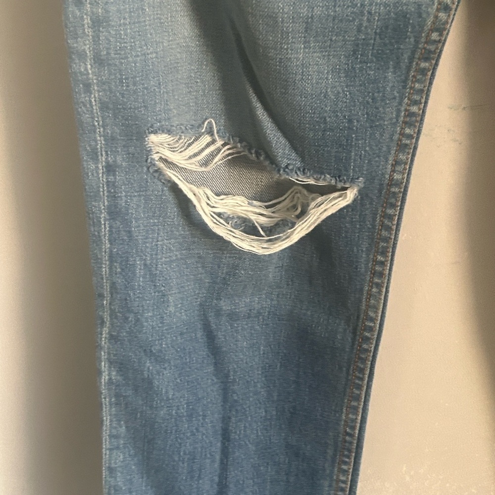 New GRLFRND The Helena Straight Leg Medium Wash Blue Distressed Ankle Denim Jean - Picture 4 of 11